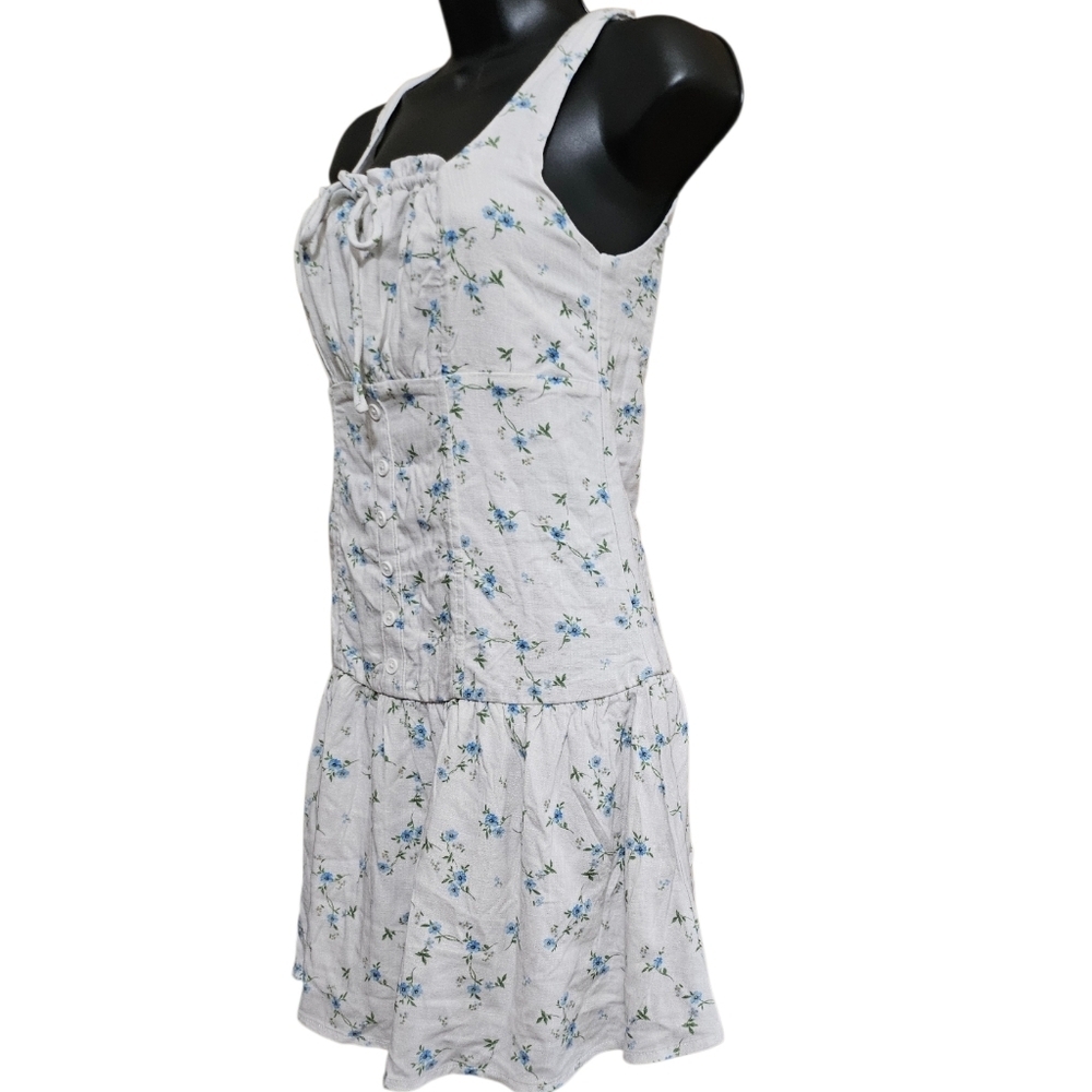 Wild Fable Emma Mini Babydoll Dress White Blue Flora - Picture 4 of 11